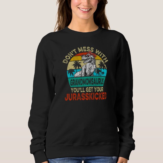 Sweatshirt Femme Vintage Rex Dinosaures Grandmomsaurus Famill (Devant)
