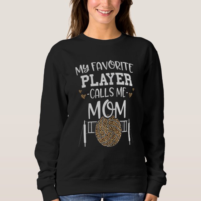 Sweatshirt Femme Volleyball Maman Empreinte de léopard Mon Pl (Devant)