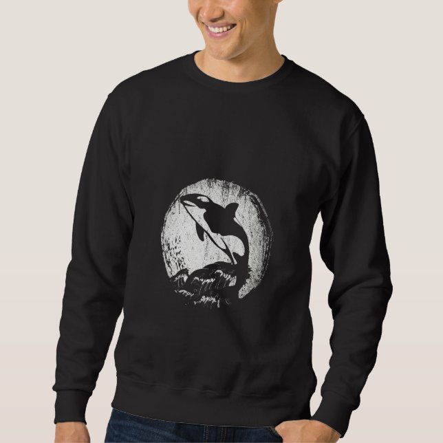 Sweatshirt Femmes Animal Marin Vagues Clair De Lune Orque Ple (Devant)