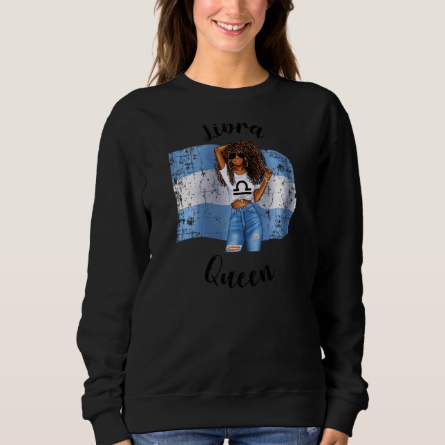Sweatshirt Femmes Argentine Libra Queen Afro cheveux Arg afri (Devant)