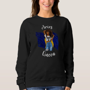 Sweatshirt Femmes Barbade Queen Aries Vibes Barbados Zodiac