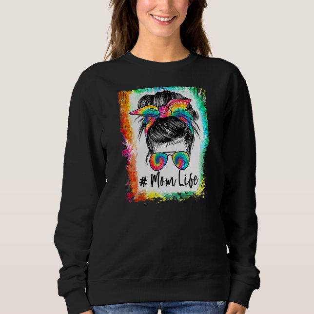Sweatshirt Femmes Bleached Maman Vie Messeuse Bun Chêne Lunet (Devant)
