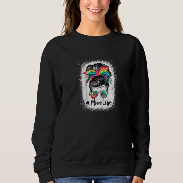 Sweatshirt Femmes Bleached Maman Vie Messeuse Bun Chêne Lunet (Devant)
