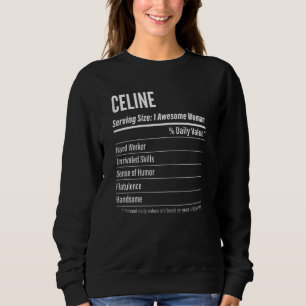 Sweatshirt Femmes Céline nutritionnelle Faits Servant Taille