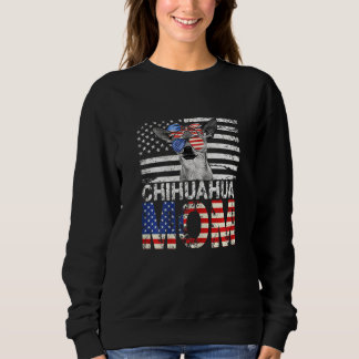 Sweatshirt Femmes Cool Chihuahua Maman Usa Drapeau Patriotiqu