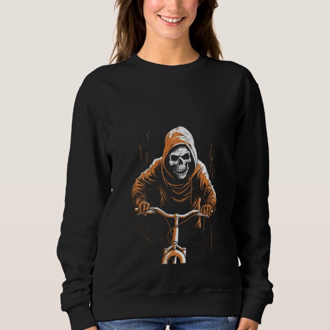 Sweatshirt Femmes Cyclisme Crâne Grim Reaper Vélo Éffrayant H (Devant)