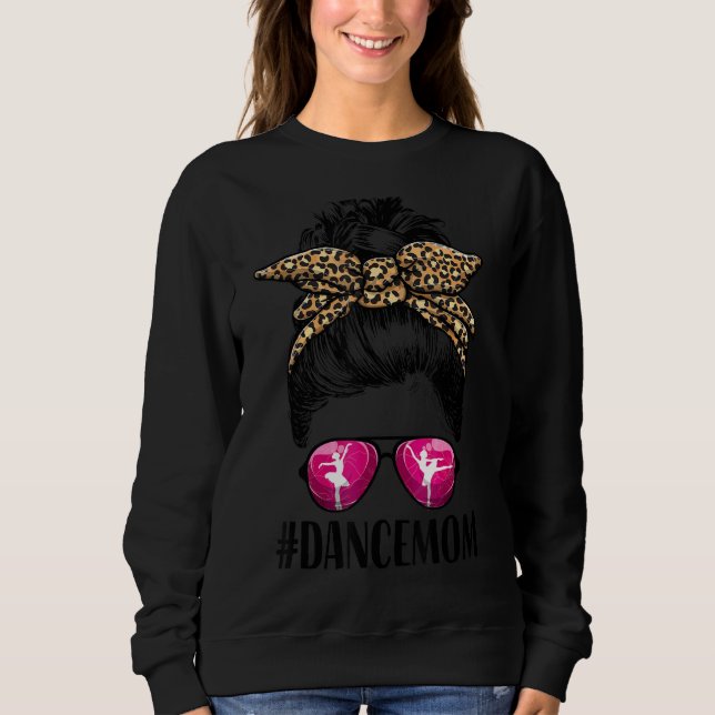 Sweatshirt Femmes Danse Maman Vie Messeuse Bun Leopard Ballet (Devant)