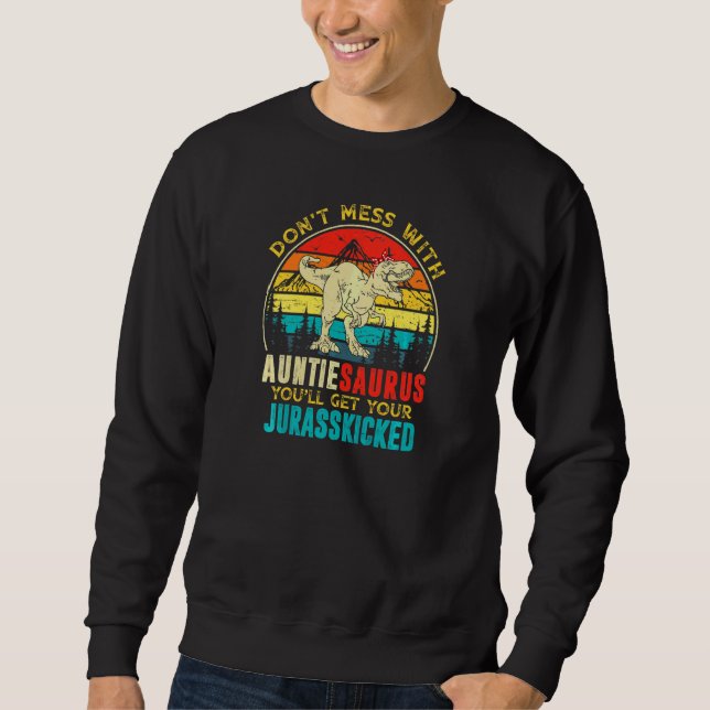 Sweatshirt Femmes Fun Femmes Rétro Auntiesaurus Dinosaur Rex  (Devant)
