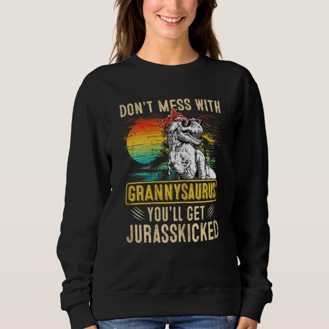 Sweatshirt Femmes Fun Femmes Retro Grannysaurus Dinosaur Rex  (Devant)