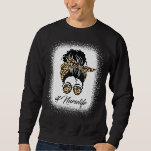 Sweatshirt Femmes Infirmière Vie Infirmière Bleue Vie Leopard