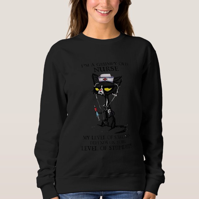 Sweatshirt Femmes Je suis une vieille infirmière grincheuse M (Devant)