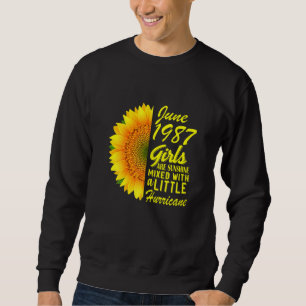 Sweatshirt Femmes Juin Filles 1987 Tournesol 35e anniversaire