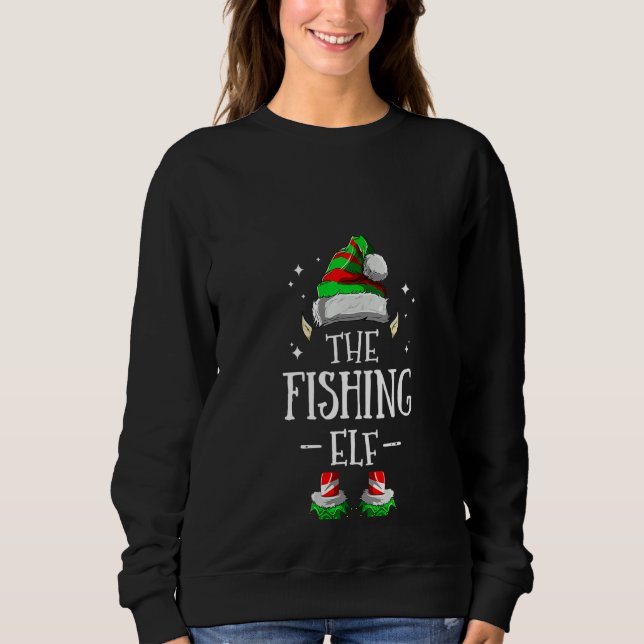 Sweatshirt Femmes L'elfe de pêche correspondant à la famille  (Devant)