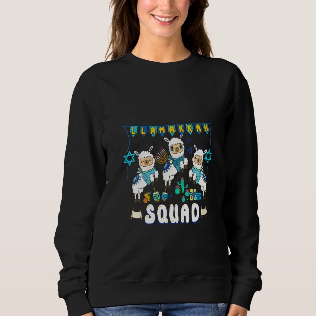 Sweatshirt Femmes Llamakkah Squad Drôle Hanoukka Llama Appare (Devant)