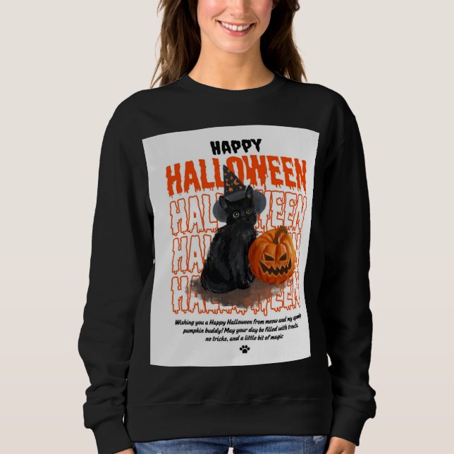 Sweatshirt Femmes manches longues chemise noire avec Hallowee (Devant)