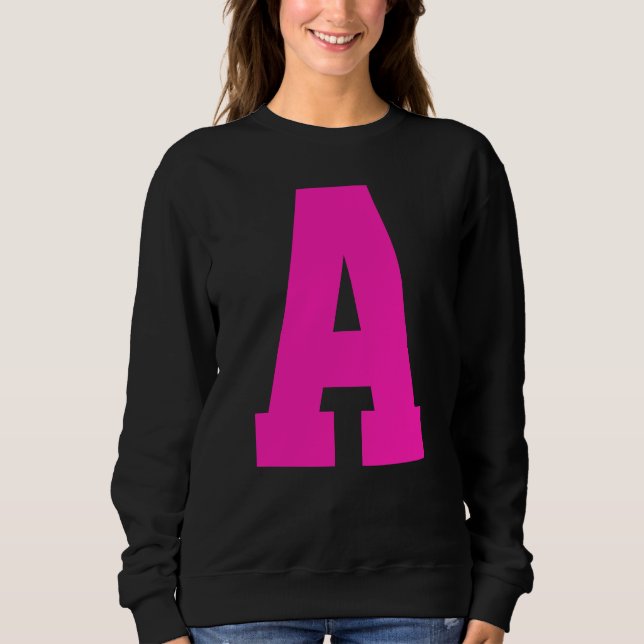 Sweatshirt Femmes noires et roses chaudes Monogrammes personn (Devant)