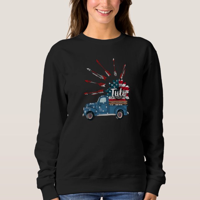 Sweatshirt Femmes Patriotique 4 juillet Tutu Truck Tournesol (Devant)