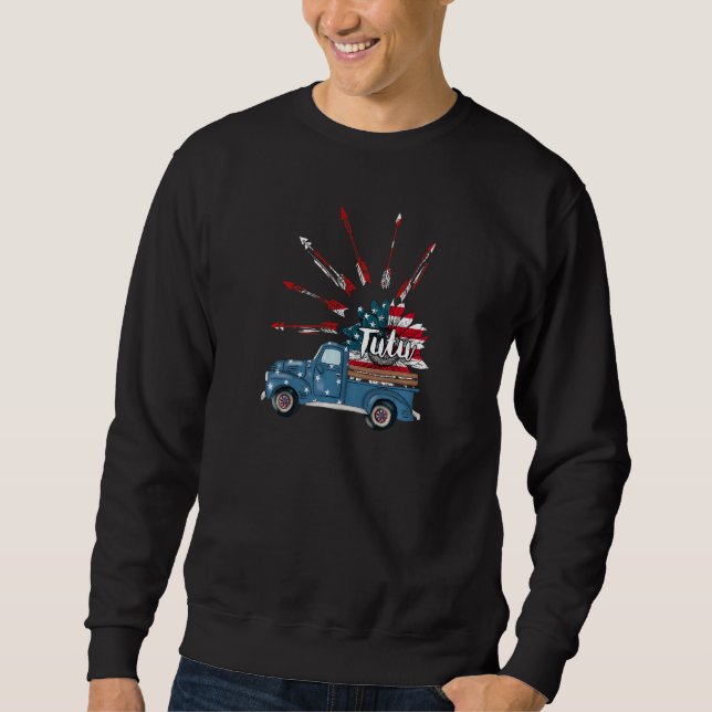 Sweatshirt Femmes Patriotique 4 juillet Tutu Truck Tournesol (Devant)