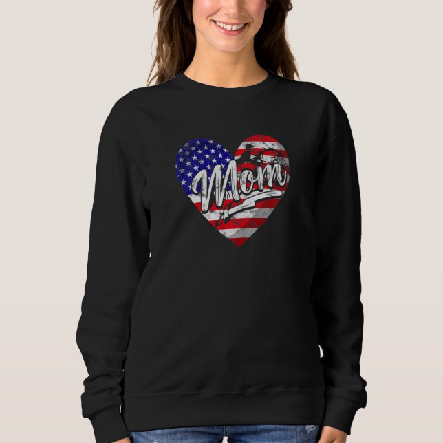 Sweatshirt Femmes Patriotique Américain Drapeau Coeur équestr (Devant)