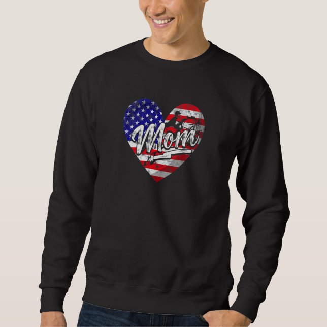 Sweatshirt Femmes Patriotique Américain Drapeau Coeur équestr (Devant)