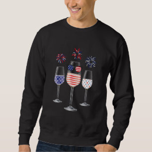 Sweatshirt Femmes Rouge Blanc Bleu Vins Lunettes American Dra