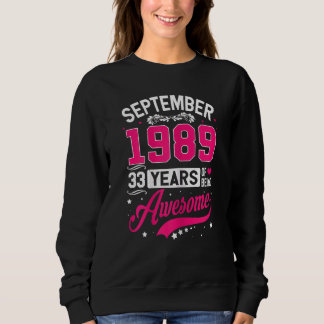 Sweatshirt Femmes Septembre 1989 33 Anniversaire Vêtements 33