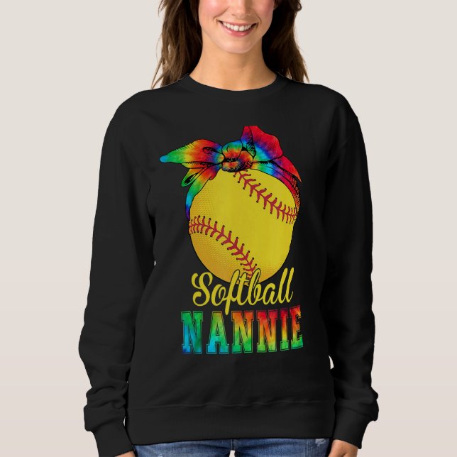 Sweatshirt Femmes Softball Nannie Tie Dye Softball Mère (Devant)