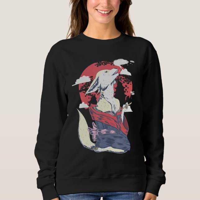 Sweatshirt Fennec Fox Art japonais Harajuku Retro esthétique  (Devant)