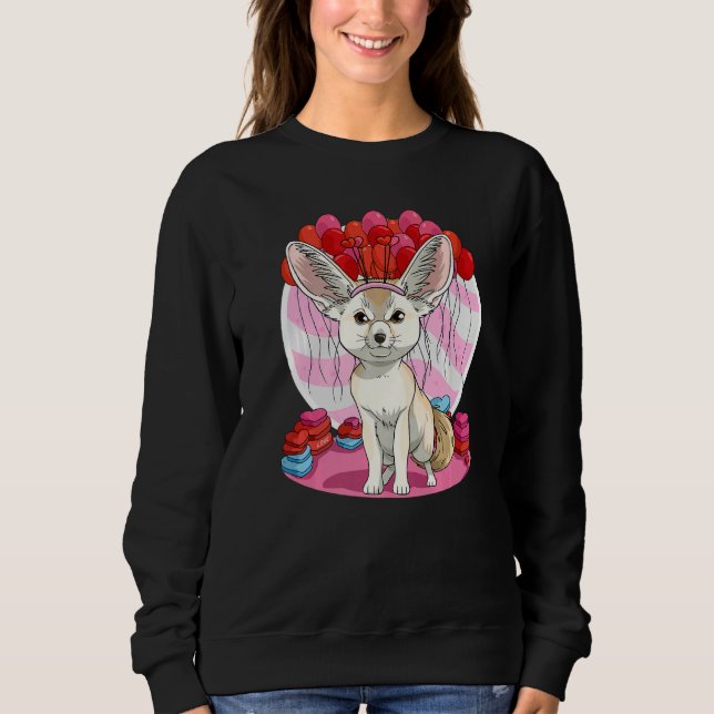 Sweatshirt Fennec Fox Heart Valentine Day Cute Decorations (Devant)