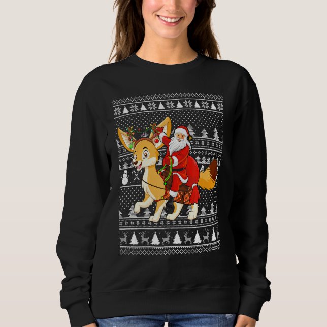 Sweatshirt Fennec Fox Lover Père Noël Riding Fennec Fox Ugly  (Devant)