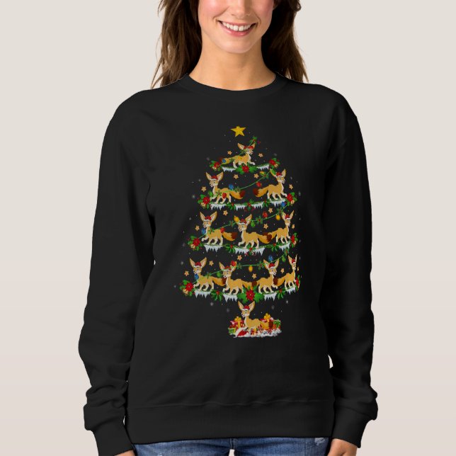 Sweatshirt Fennec Fox Xmas Lights Fennec Fox sapin de Noël (Devant)