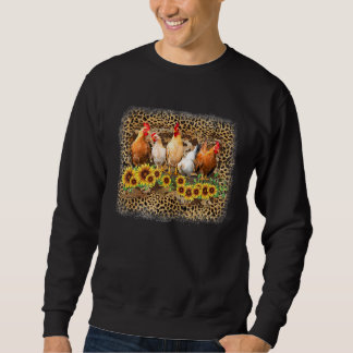 Sweatshirt Fermier Léopard Poulet Animaux de ferme Tournesol