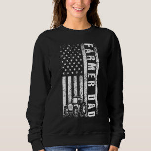 Sweatshirt Fermier Papa Américain Drapeau Agriculteur Agricol
