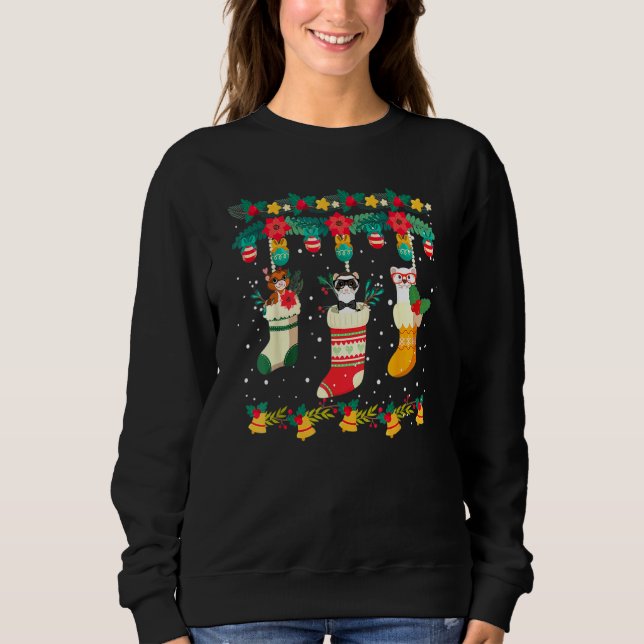 Sweatshirt Ferret Chaussettes de Noël X Mas Lumières Famille  (Devant)