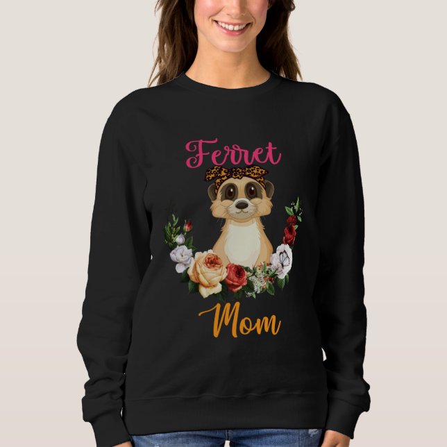 Sweatshirt Ferret Mom Floral Ferret Bow Tie  Mother s Day (Devant)