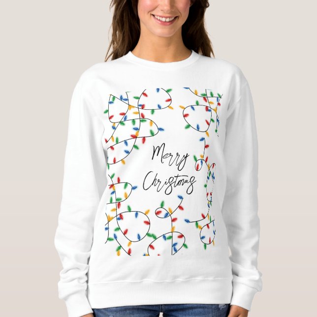 Sweatshirt Festif coloré Joyeux Noël Lumières Motif (Devant)
