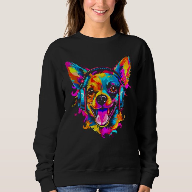 Sweatshirt Festival de DJ de chien Chihuahua (Devant)