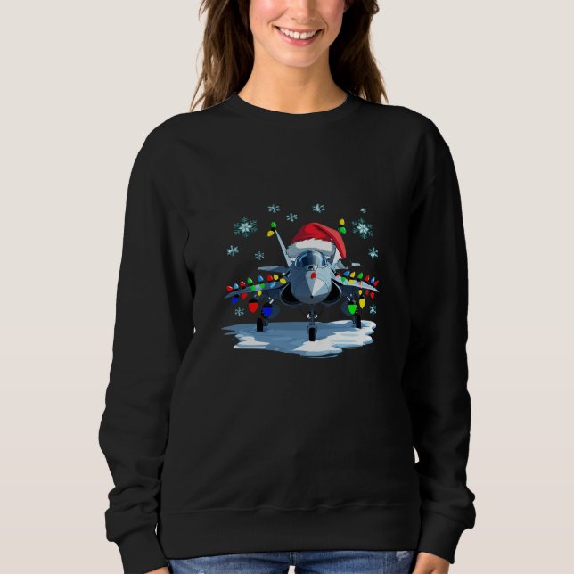 Sweatshirt Festive Fighter Jet Christmas Tee — Santa Hat  (Devant)