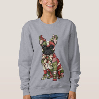 Sweatshirt Festive Patchwork French Bulldog Noël