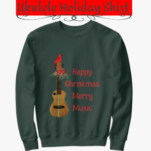 Sweatshirt Festive Ukulele Joyeux Noël Merry Music Sweats