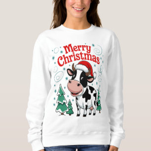 Sweatshirt Festive vache Joyeux Noël Cheval