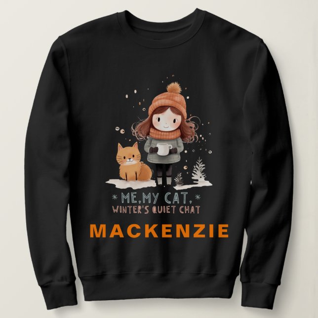 Sweatshirt Festivités Féline : Fête Conversation d'hiver pers (Design devant)