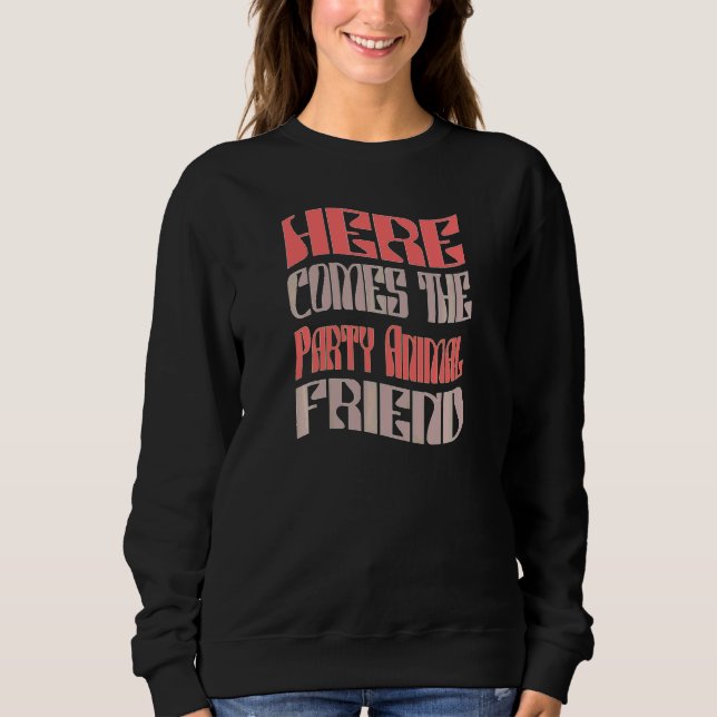 Sweatshirt Fête Animale Rétro de Filles Correspondant Enterre (Devant)