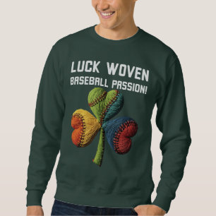 Sweatshirt Fête de la Saint-Patrick Baseball Trèfle Chanceux