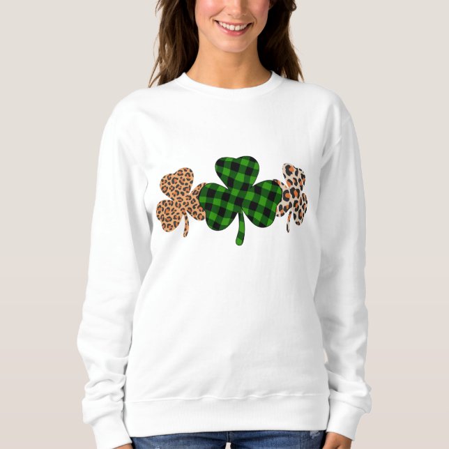Sweatshirt Fête de la Saint-Patrick Chanceux Irlandais Vert C (Devant)