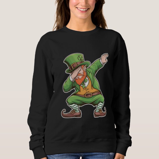 Sweatshirt Fête de la Saint-Patrick Dab Leprechaun en vert Da (Devant)