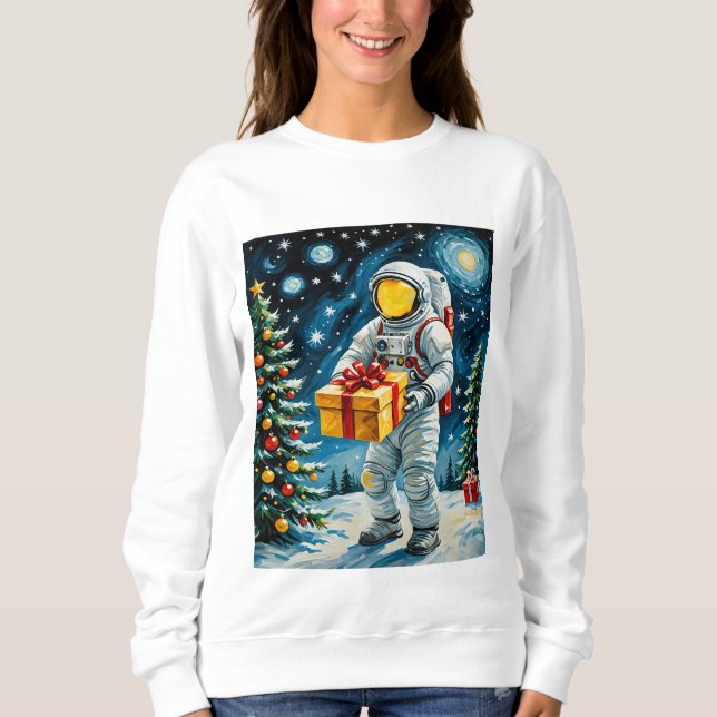 Sweatshirt Fête de Noël de l'astronaute (Devant)