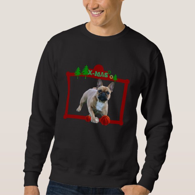 Sweatshirt Fête de Noël des bouledogues français (Devant)