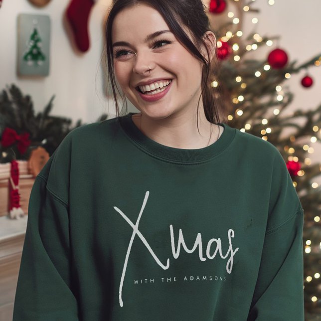 Sweatshirt Fête de Noël personnalisée Vert (Créateur téléchargé)