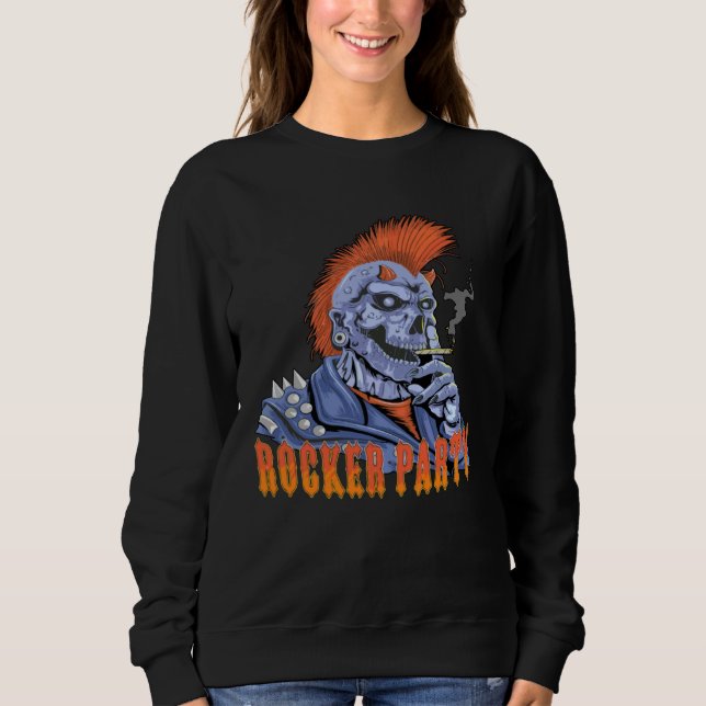 Sweatshirt Fête de Rocker effrayant cornes de crâne horreur (Devant)